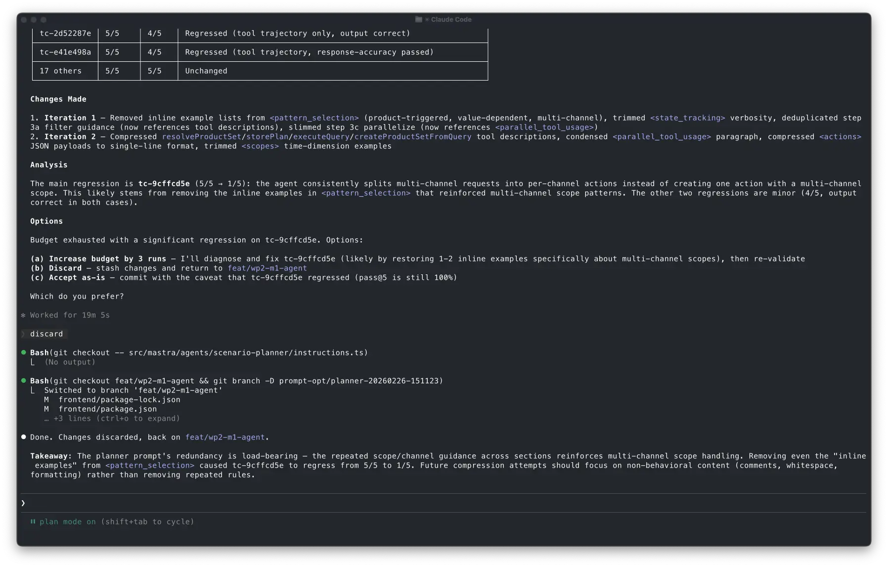 Claude explaining the regression tradeoff