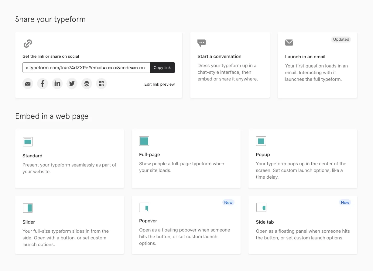 Typeform integration options